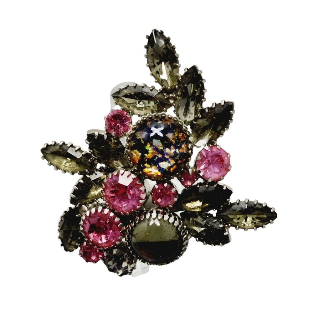 Vintage Foil/Art Glass Prong Set Brooch (A993)